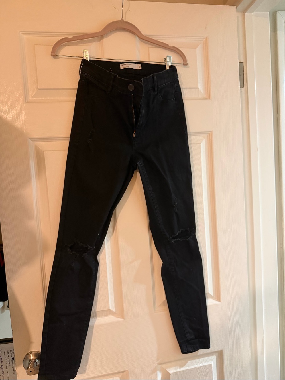 Garage Black Distressed Ankle Skinny Jeans